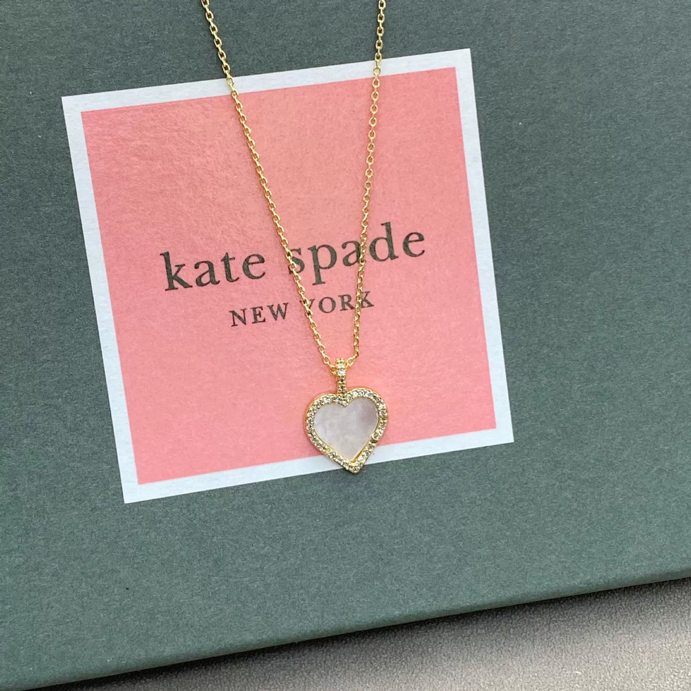 kate spade Heart Zircon Pendant Necklace Set Titanium Steel